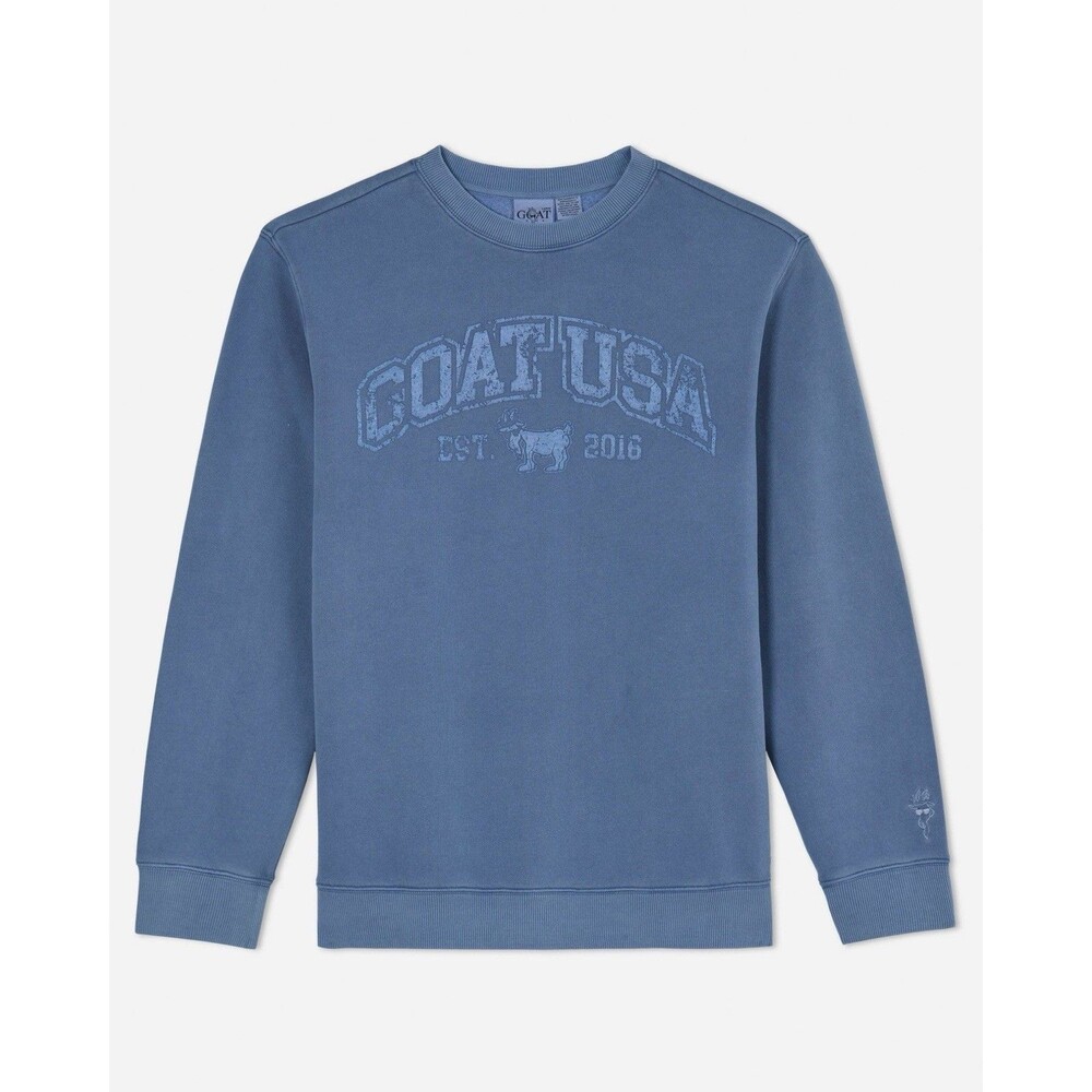 GOAT USA Linden Crew Neck Sweatshirt Adult XS Slate Vintage Washed Look